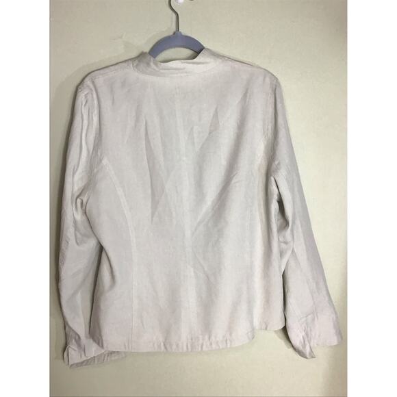 J Peterman Women Classic Tie front Blazer Sz.Lrg  Cream EUC Classic Career Wear - Picture 4 of 9